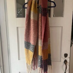 FATFACE Multicolor Woven Scarf - Pink, Yellow, Gray, Cream